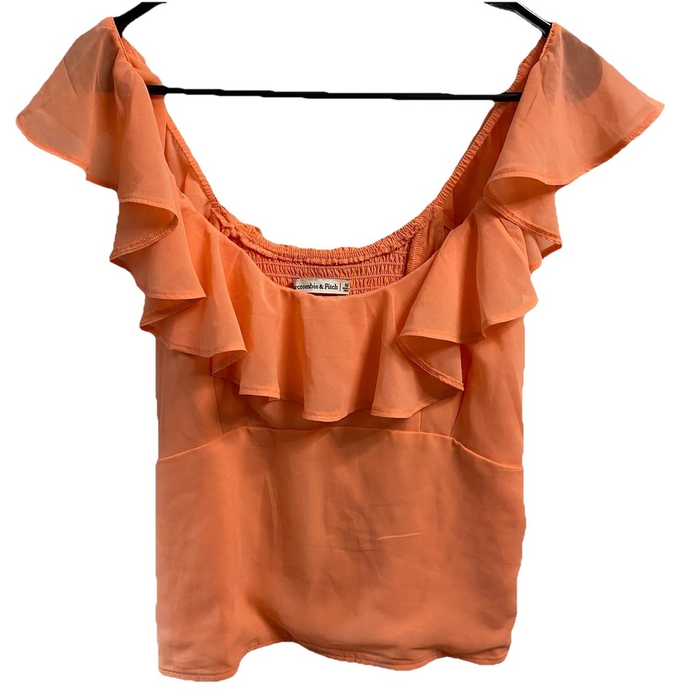 Abercrombie‎ & Fitch Women Junior Peach Ruffle Flowy Tank Top Shirt S NWT